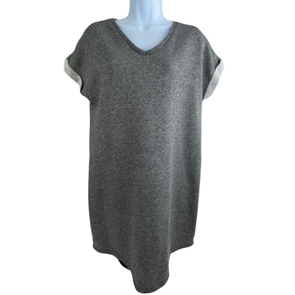 Light Gray Rolled Sleeve Short Sleeve Sweatshirt Dress size Small